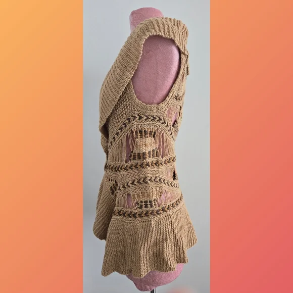 Designer Ralph Lauren Jute Viscose Vest Boho Lagenlook Size S - Picture 3 of 8